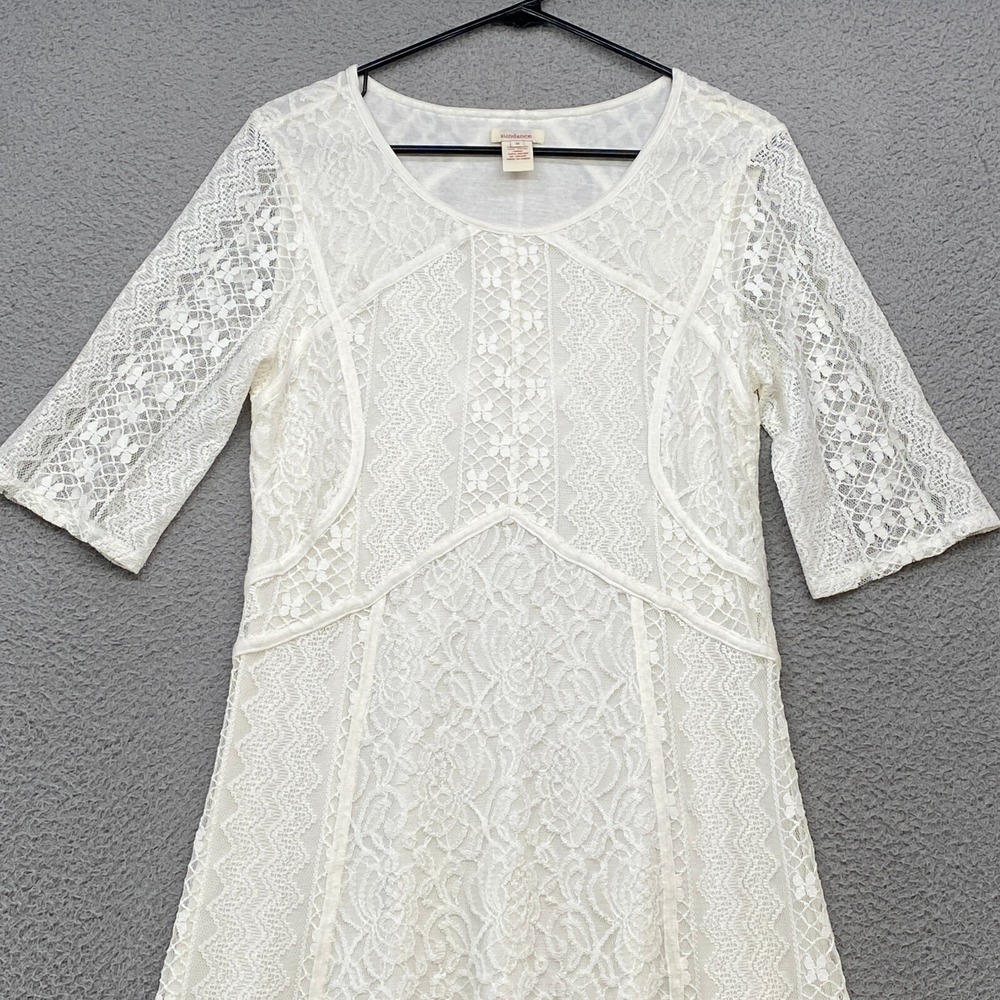 Sundance Dress Womens 8 Lace Bridal Shower Wedding Midi Feminine Dainty Floral - Picture 2 of 13